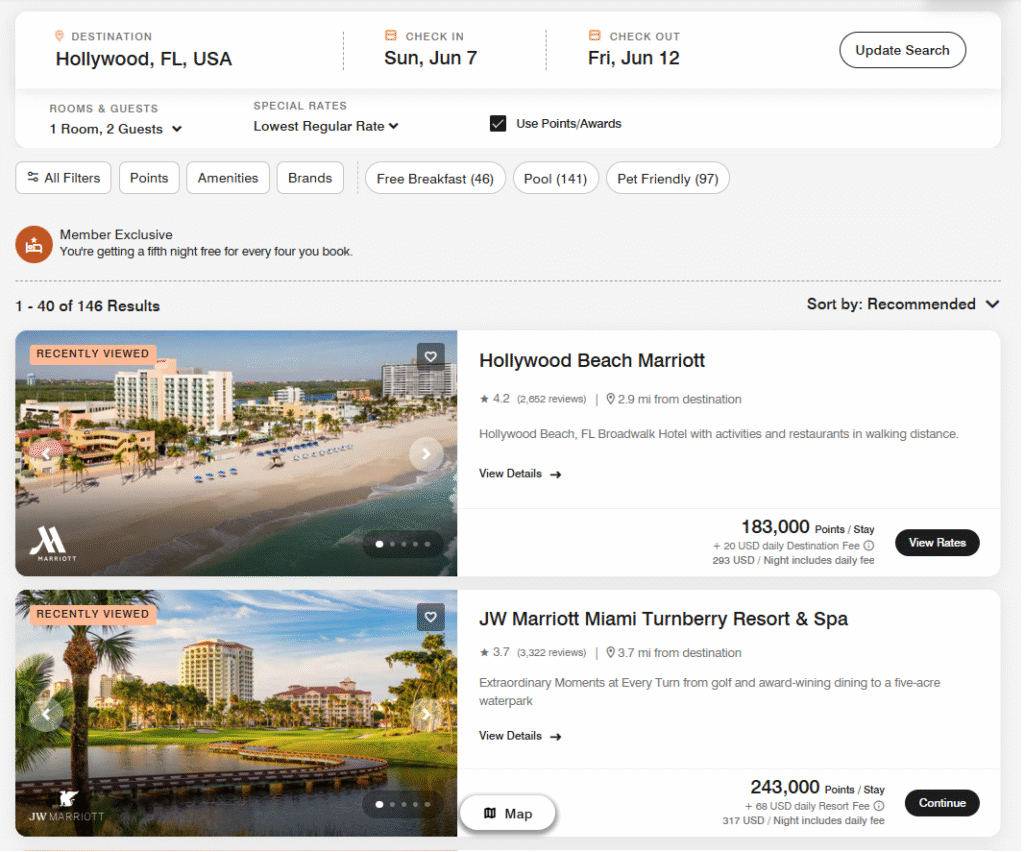 Bonvoy_Search_5 nights in June results