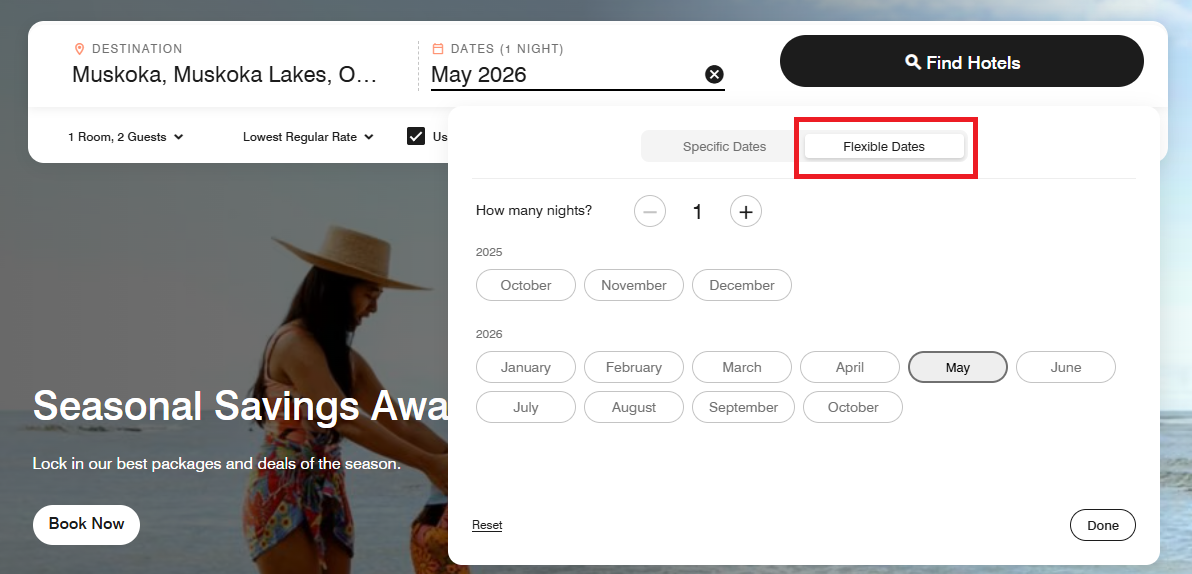 Muskoka Search Flex Dates