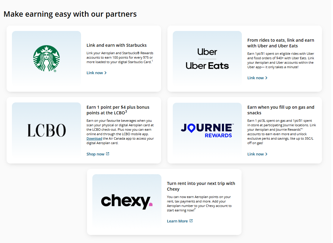 Aeroplan partners Aeroplan partners