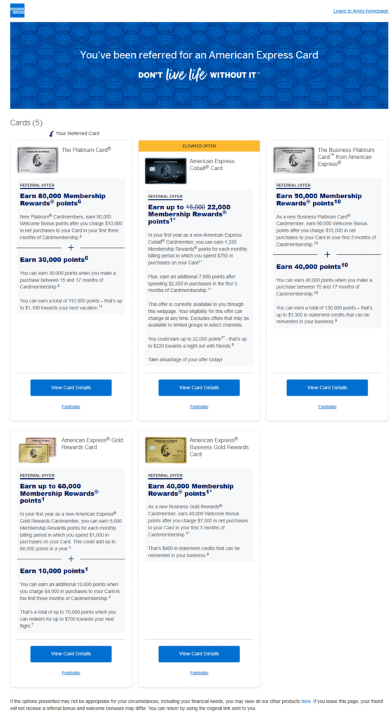 Amex referral