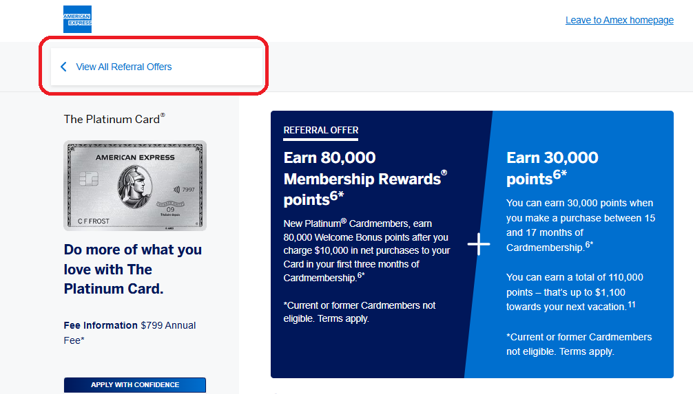 Amex referral