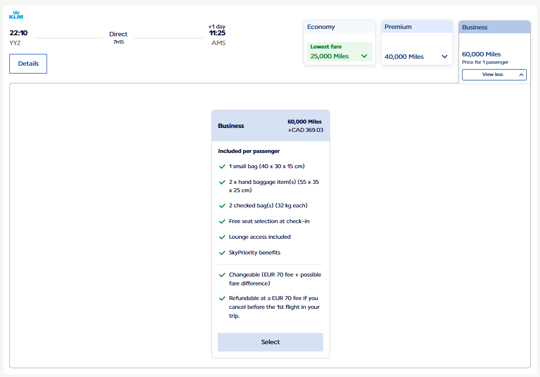 Flying-Blue-Search-results