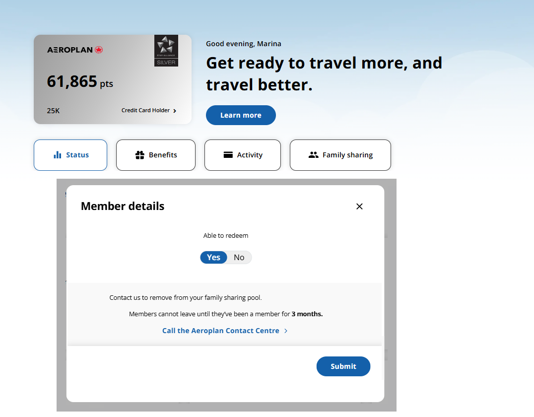 Aeroplan Family Sharing