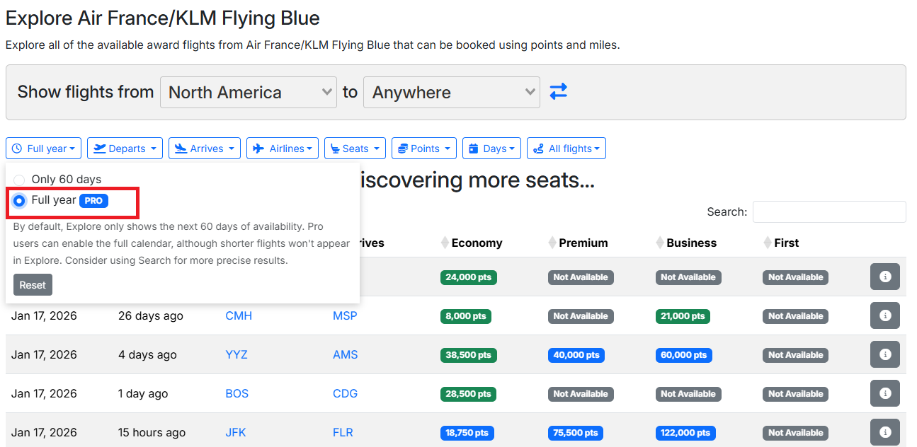 Seats.Aero Pro Search Toronto to Europe Seats.Aero Flying Blue