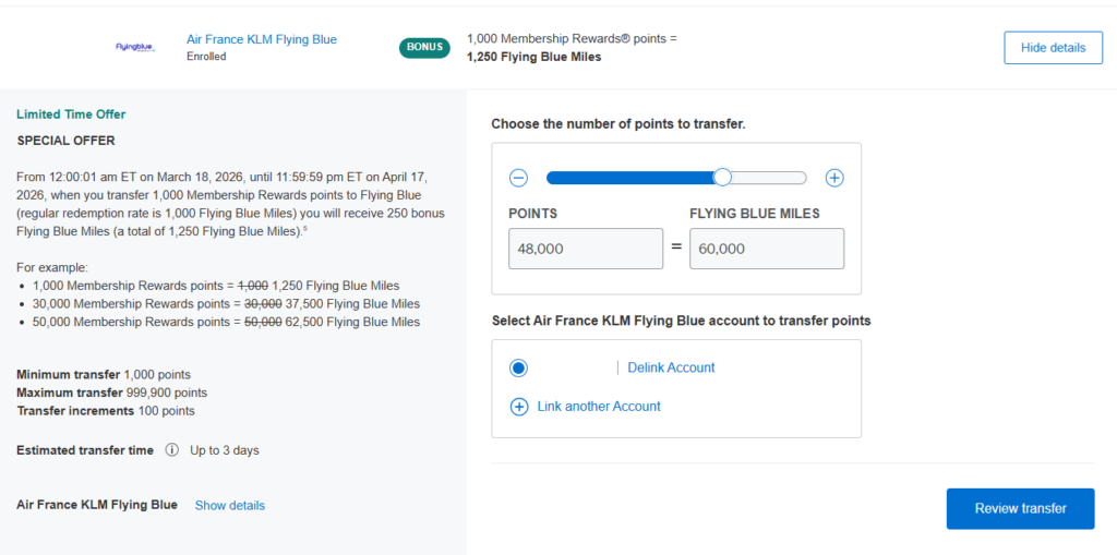 American Express to Flying Blue 25% Transfer Bonus Until April 17