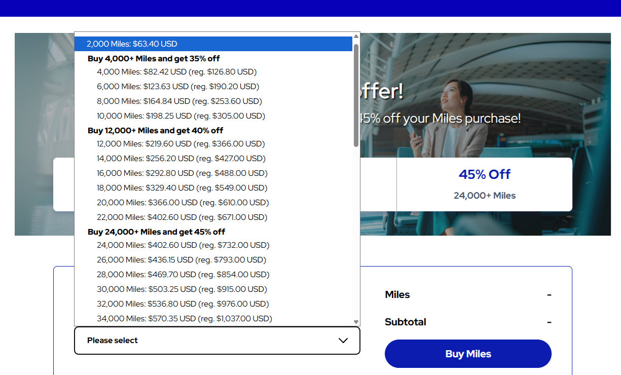 Buy Flying Blue Miles Promotion up to 45% off