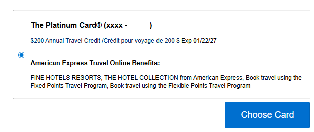  $200 Amex Platinum annual travel credit,