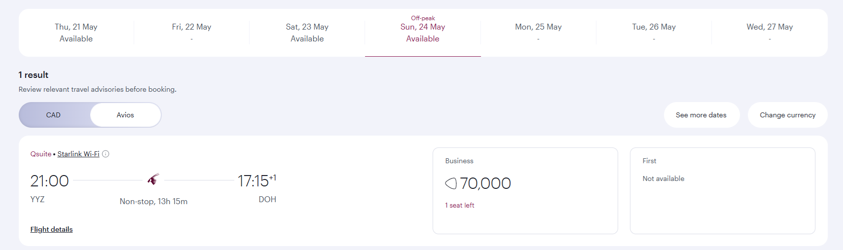 BC Avion to British Airways Transfer Bonus: 30% Until June 19, 2026 Qatar Airways Qsuite, Toronto to Doha for 70,000 Avios points
