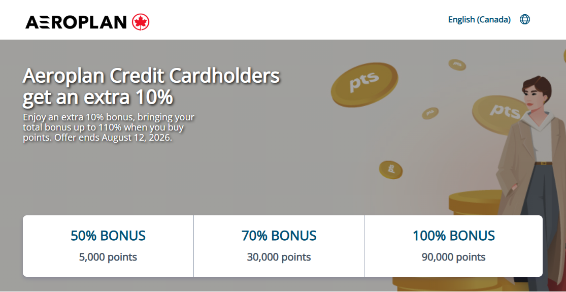 Buy Aeroplan Points Promotion with 100% Bonus Until August 12, 2026
