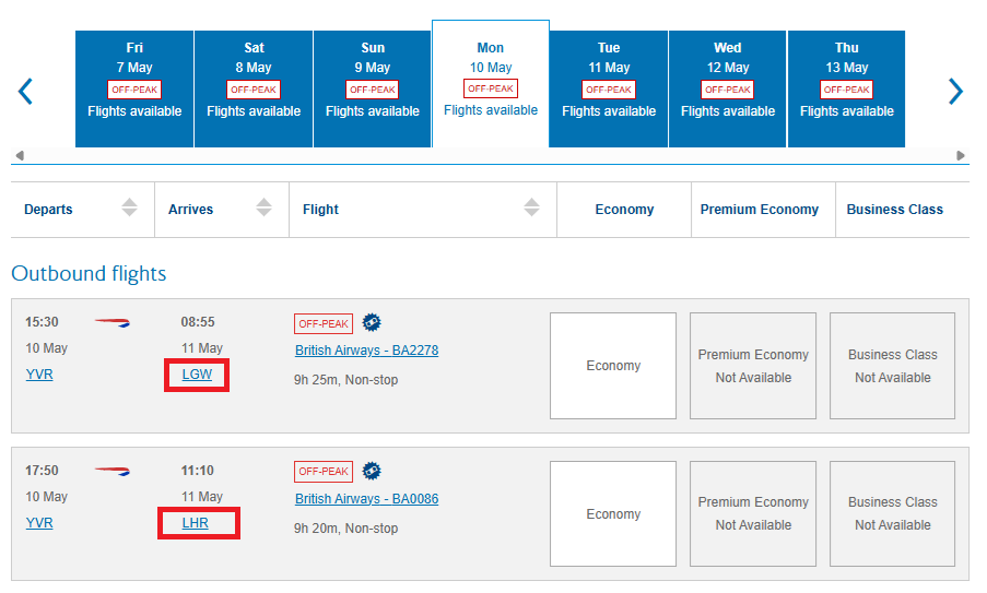 How to Find British Airways Avios Flights: 