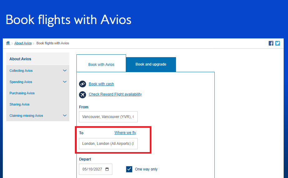 How to Find British Airways Avios Flights: BA Avios YVR to London