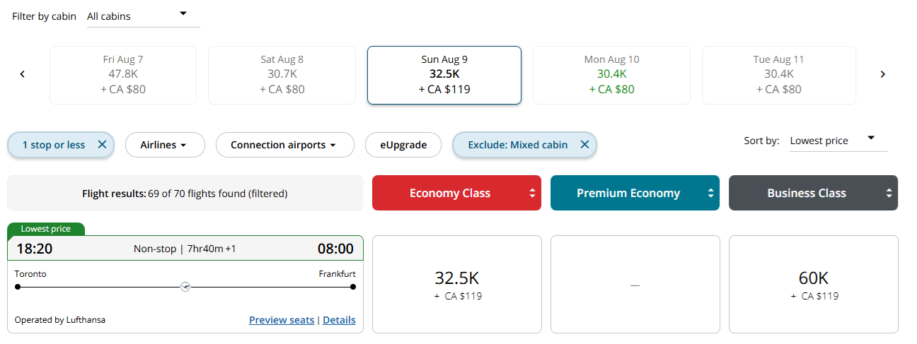 Buy Aeroplan Points Promotion: 110% Bonus Toronto to Frankfurt 60,000 Aeroplan points