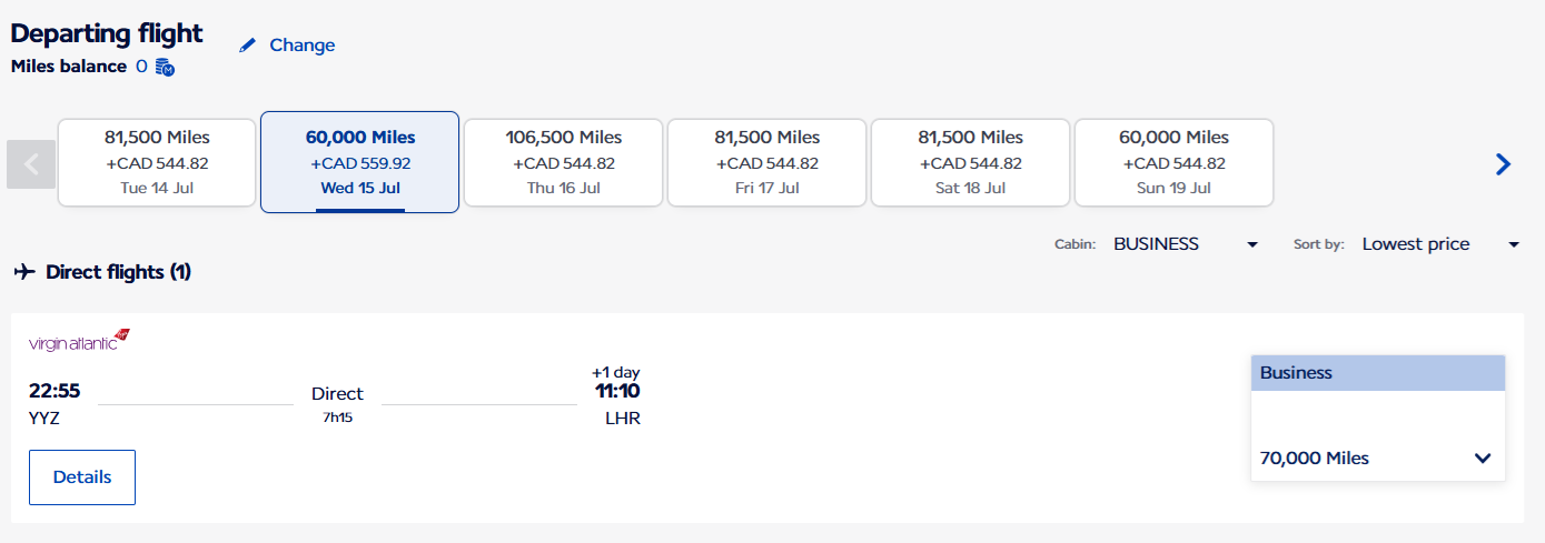 Buy Flying Blue Miles 45% OFF July 2026 - YYZ to LHR 70K points with Virgin
