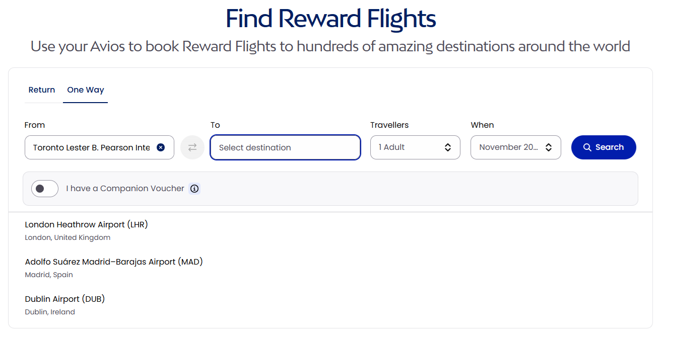 Avios Calendar Tool