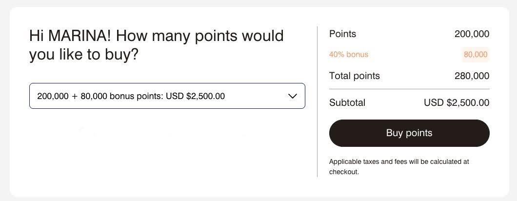 buy marriott bonvoy points